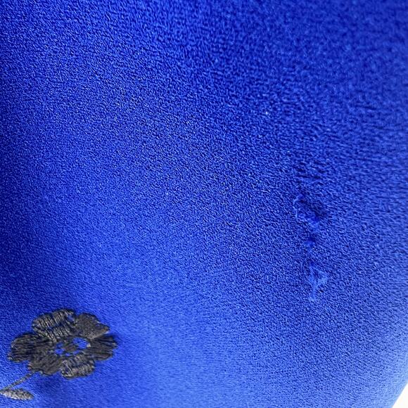 Calvin Klein Blue Dress with Black Floral Embroidery 18W - Picture 4 of 6